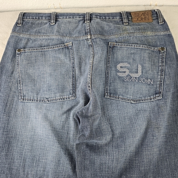 Vintage Y2K Sean John Jeans Wide Leg Baggy Cyber Mall Goth Skater 38x33 - Picture 4 of 12